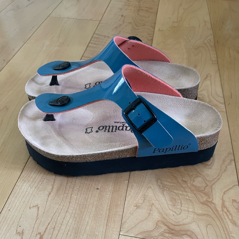 Birkenstock Blue and Pink Sandals